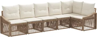 vidaXL Conjunto De Sof&aacute;s De Jard&iacute;n 6 Uds. Beige Rat&aacute;n Sint&eacute;tico Vidaxl