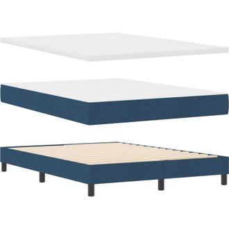 vidaXL Box Spring Bed with Mattress Blue 140 x 200 cm Fabric vidaXL