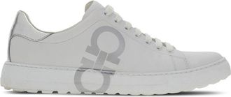 Ferragamo Gancini-print lace-up sneakers - men - Calf Leather/Leather/Rubber/Fabric - 11.5 - White