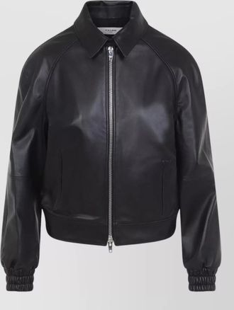 Celine raglan sleeve collared jacket elastic cuffs hem