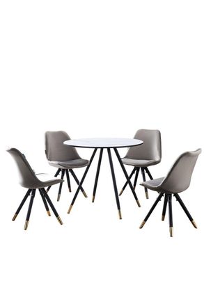 Life Interiors Sofia Dorchester LUX Dining Set with a Table & Chairs Set of 4 in Dark Grey