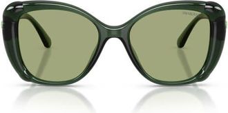 Swarovski 53mm Butterfly Sunglasses in Transparent Green /Green at Nordstrom