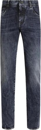 Dolce & Gabbana Slim-fit Jeans - Heren - Slim Fit Jeans - Blauw - 3XL - Leer - Jeans