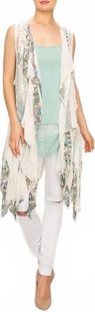 Origami Jewellery Chiffon Layered Crochet Vest In White/aqua