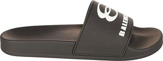 Balenciaga Sliders, male, Black, Size: 10 US Black Slide Sandals with Unity Sports Icon