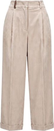 PESERICO Corduroy Broeken - Dames - Wijde Broeken - Beige - XS - Broeken