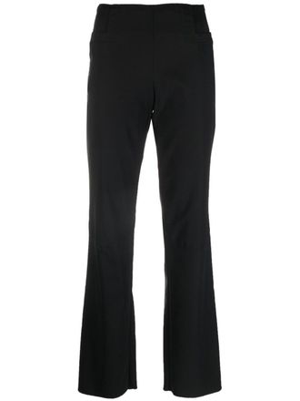 Gucci 2000s side-buckles straight-legged trousers - women - Rayon/Nylon/Spandex/Elastane - 42 - Black