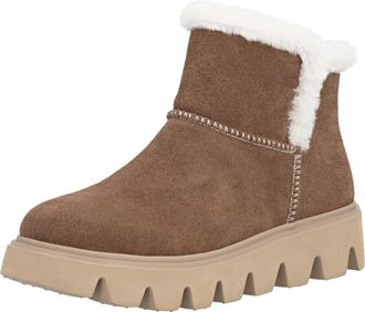 Rieker Winterboots RIEKER EVOLUTION, Damen, Gr. 36, braun (braun, beige), Textil, Veloursleder, Schuhe Winterboots, Plateaustiefel, Schlupfschuh mit Innenrei