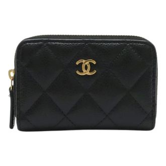 Chanel Pre-owned Wallets, female, Black, Size: ONE SIZE Pre-owned Classic Caviar Leather Coin Purse