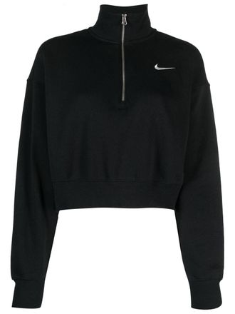 Nike Phoenix cropped zip-up sweatshirt - women - Cotton/Polyester - S - Black
