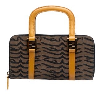 Fendi Tweedehands Zebra Print Canvas Handtas voor Tweeling
