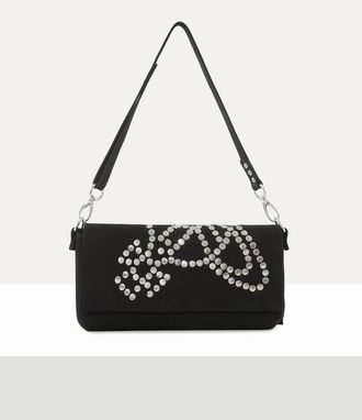 Vivienne Westwood Sherry Shoulder Bag Suede/studs Black
