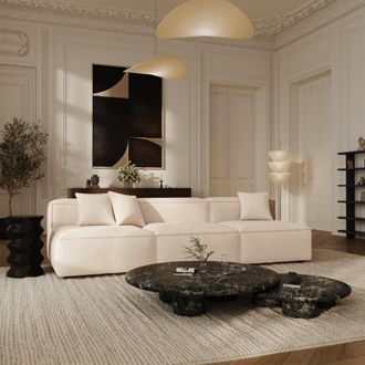Sia Home Sof&aacute; derecho de terciopelo chenilla crema
