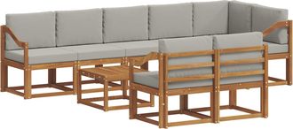 vidaXL Conjunto De Sof&aacute;s De Exterior 9 Uds. Gris Natural Y Claro Vidaxl