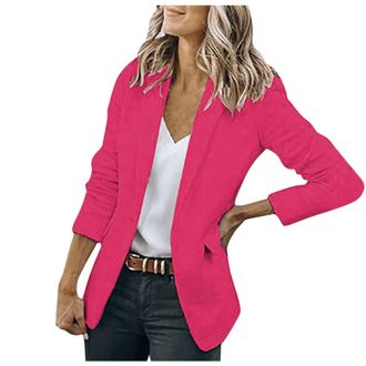Generic Blazers for Women UK Casual Long Sleeve Suit Plain Open Jackets Work Office Womens Coats Cardigan Suit Formal Jacket Top Lightweight Ladies Blazer Coa