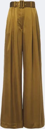 Zimmermann Belted pleated silk wide-leg pants