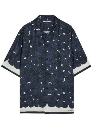 Givenchy Printed Silk Shirt - Navy - 40 (C15.75 / M)