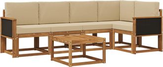 vidaXL Conjunto De Sof&aacute;s De Exterior 6 Uds. Natural Y Beige Vidaxl