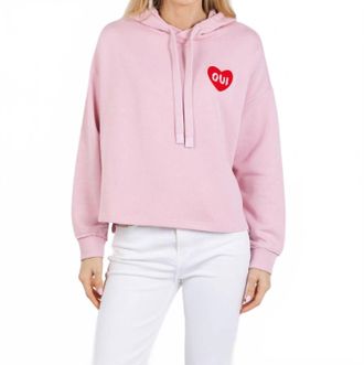 Oui Heart Sweatshirt In Bleached Mauve