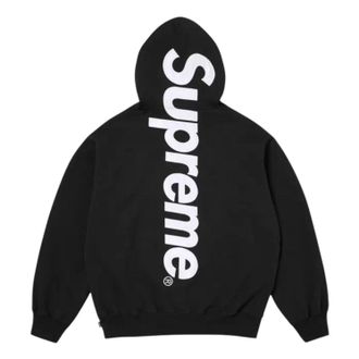 SUPREME Satin Appliqu&eacute; Hooded Sweatshirt Black FW25SW77-BLACK
