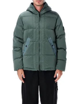 Stone Island Green Hooded Down Jacket
