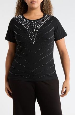 By Design Odelia Embellished T-Shirt in Black at Nordstrom Rack, Size 1X