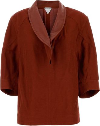 Bottega Veneta Womens Tiziano Red Viscose Blend Blouse - Brown - Size EU 42 (Womens)