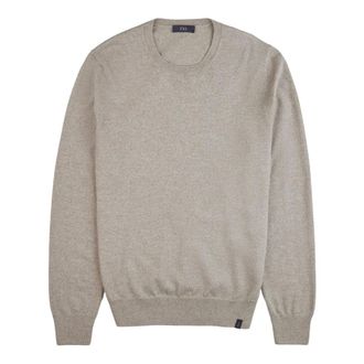 Fay Round-neck Knitwear, male, Beige, Size: 2XL Merino Wool Knit Jumper