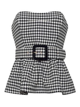 Cara Cara Tilda houndstooth peplum top - women - Wool/Polyester - 10 - Black