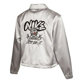 Nike (WMNS) Nike Graffiti Embroidered Woven Sports lapel Jacket Silver DJ5363-041