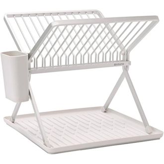 Brabantia Metallo Plastica 139383 Scolapiatti Pieghevole con Vassoio salvagoccia, Light Grey, Compatto