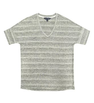 Calvin Klein Womens V Neck Knit Top In Light Gray Marl
