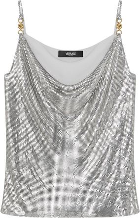 Versace Medusa top - women - Mesh/Metal - 46 - Silver