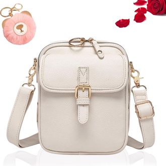 Generic Crossbody Bag, Small Messenger Crossbody Bags Vintage Built in Wallet Shoulder Purse with Card Slots (White)