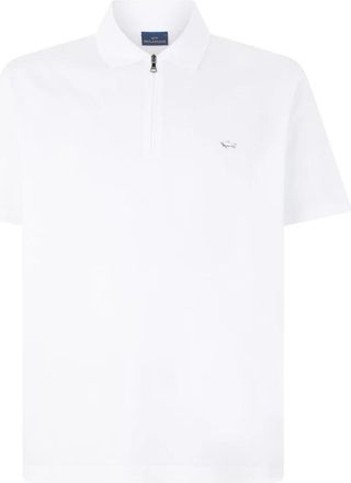 Paul & Shark Polo met rits van dubbel gemerceriseerd katoenen jersey - Heren - Polos - Wit - 3XL - Katoen - Tops