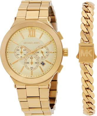 Michael Kors Billie Chronograph Quartz Gold Dial Mens Watch MK9270SET