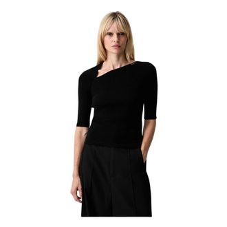 Maison Margiela T-shirt in misto lana - - Tops - Donna - Nero - M