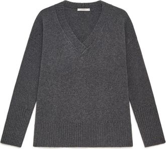 Maliparmi Cashmere Merinos Breiwerk - Dames - V-hals truien - Grijs - M - Wol - Truien & Vesten