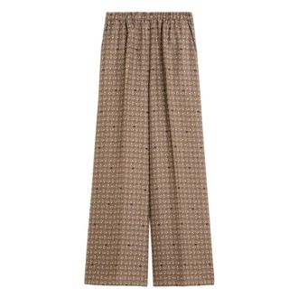 Max Mara Wide Trousers, female, Brown, Size: XS Printed Silk Trousers