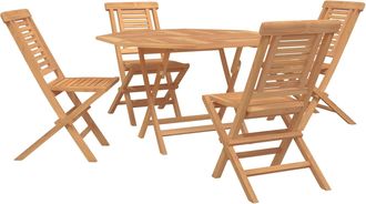 vidaXL Conjunto De Jard&iacute;n 5 Uds. Marr&oacute;n Madera De Teca Maciza Vidaxl
