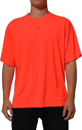 Dolce & Gabbana Neon Orange Polyester Men Crew Neck Mens T-shirt