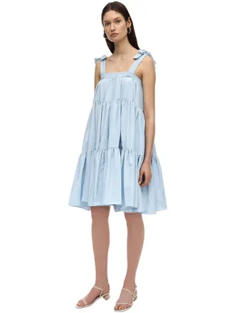 Batsheva Amy Ruffled Moir&eacute; Midi Dress