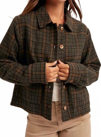Hem & Thread Carly Plaid Jacket In Forest Green, Brown