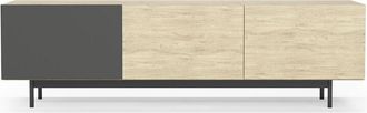 HERDASA Mueble Tv, Colecci&oacute;n Printed, En Melamina Con 3 Puertas. Roble-grafito
