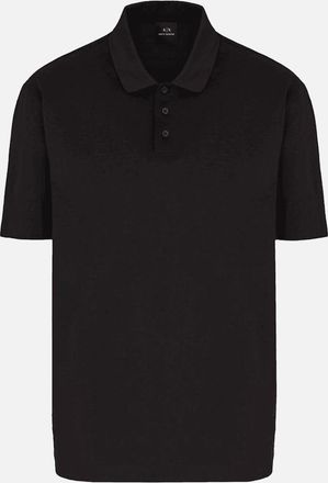A|X Armani Exchange Mens Mercerized Cotton Black Polo Shirt - Size: 44