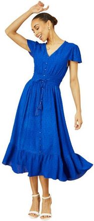 Yumi Button Detail Midi Dress in Blue at Nordstrom, Size 10