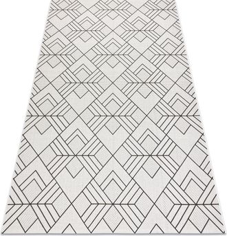 RugsX Rugsx - Alfombra Sisal Flat 48731960 Cuadrados Rombos, Geom&eacute;trico Crema / Gris Beige 200x290 Cm