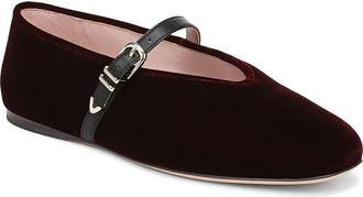 Favorite Daughter Margot Mary Jane Flat in Bordeaux Velvet at Nordstrom, Size 6.5