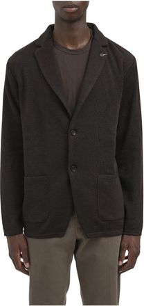 Paoloni Giacca Maglia Waffle - Heren - Blazers - Bruin - L - Katoen - Jassen