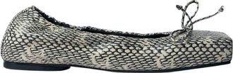 Jacquemus Gestructureerde leren ballerina flats met strik - Dames - Ballerinas - Beige - 36 EU - Leer - Schoenen